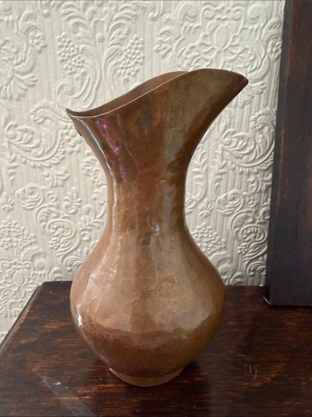 Vintage handcrafted and hammered solid copper vase